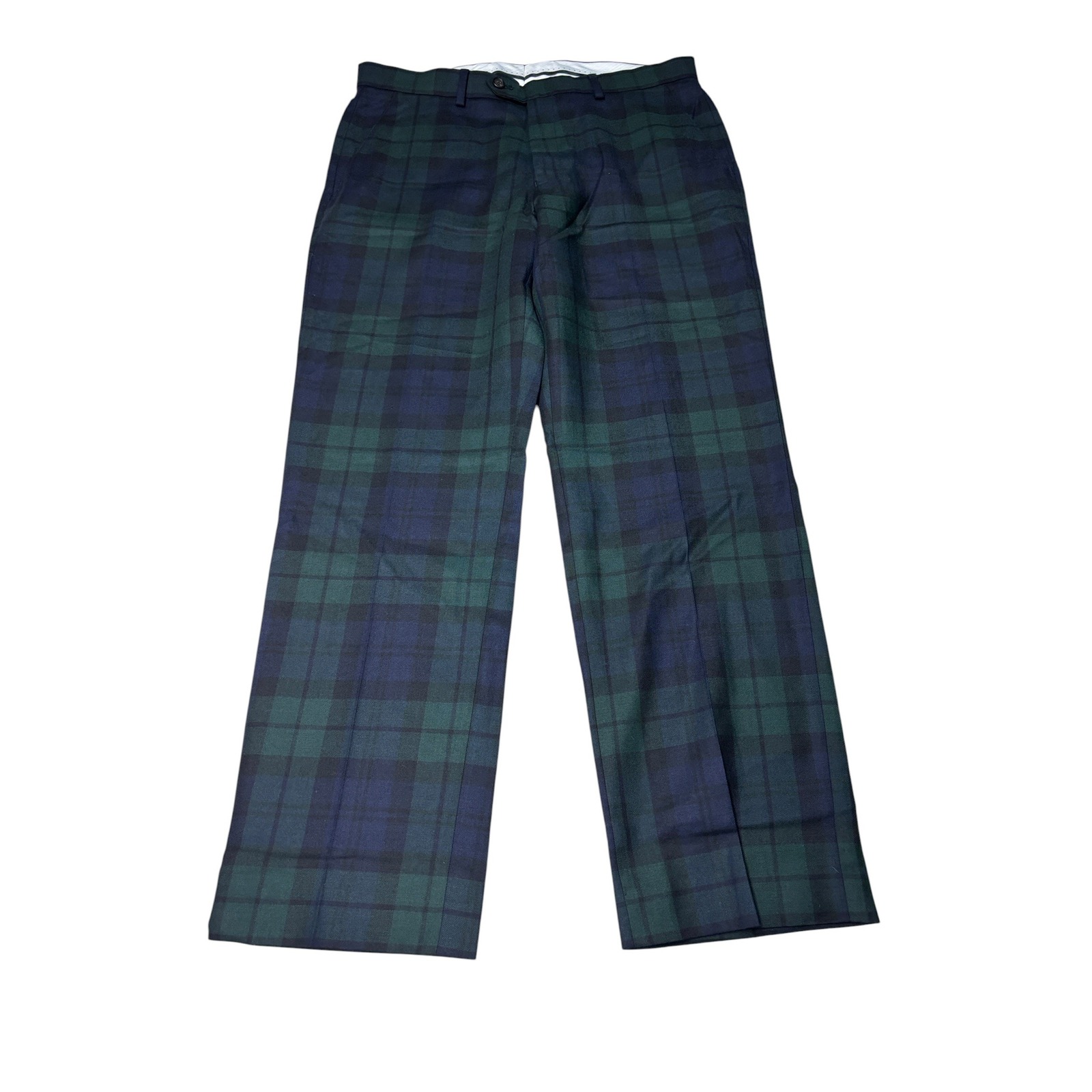 Lauren Ralph Lauren Mens 32x30 Slim Wool Black Watch Plaid Dress Pant Navy Green